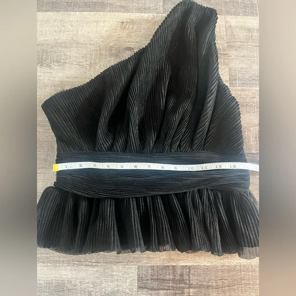 ENDLESS ROSE Anthropologie One Shoulder Shirred Tulle Top in Black - Image 8