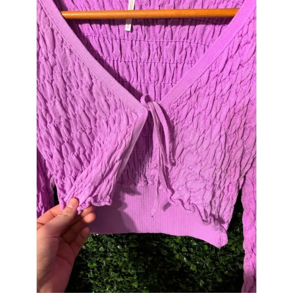 Free People Violet Tie Front Scrunchy Shrug Sz Small NWOT - Image 5