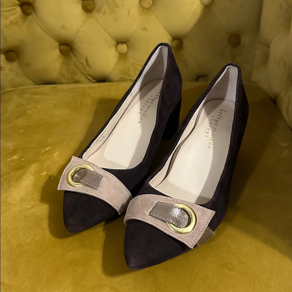 Bettye Muller Concept Fritzi Suede Block Heel Pumps Brown Size 6 1/2 - Image 2
