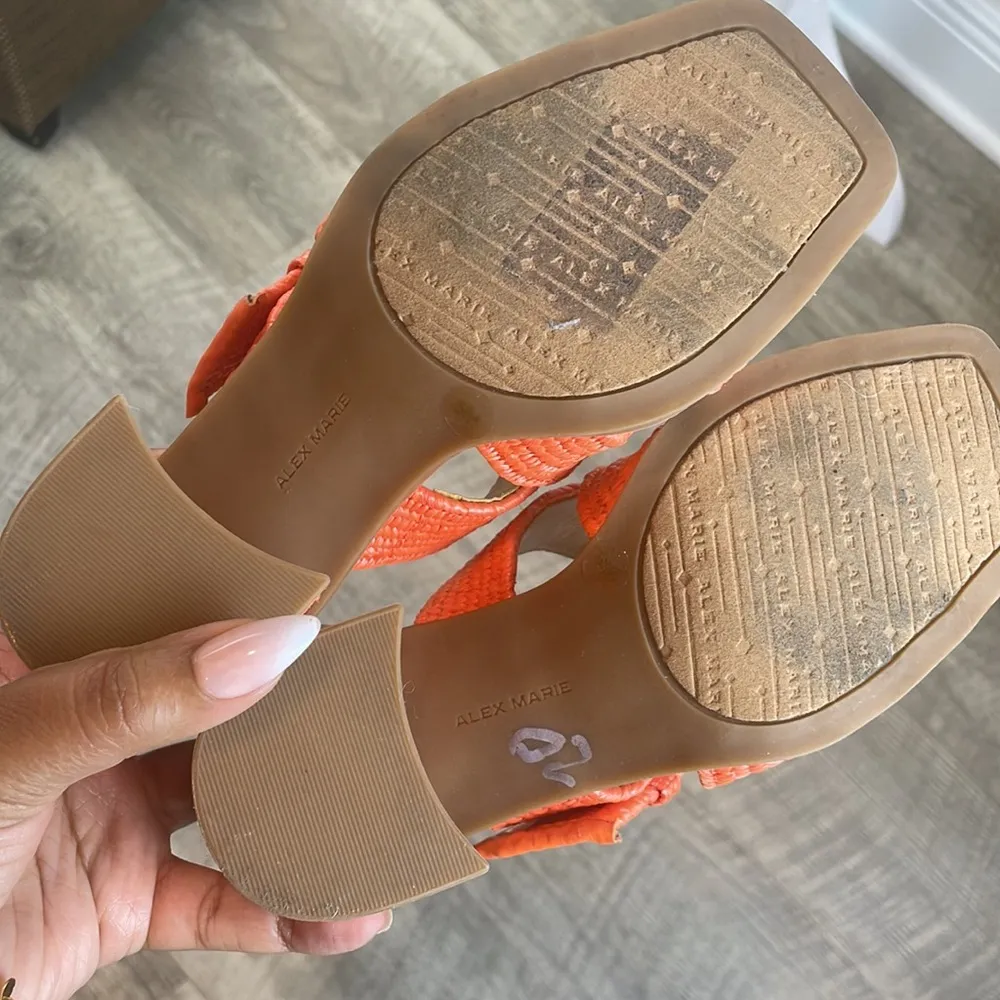 Alex Marie Quimby Raffia Slide Sandals Women's Orange Woven Heeled Sandals - Image 4