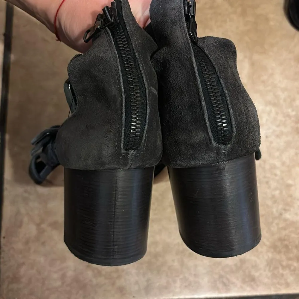 Rag & Bone Dark Gray Suede Buckle Ankle Heels - Image 4