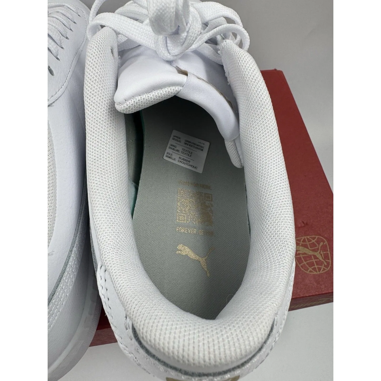 PUMA Court Sneaker, White, Women's Casual Low Top Leather Shoes Size 10 - Image 8