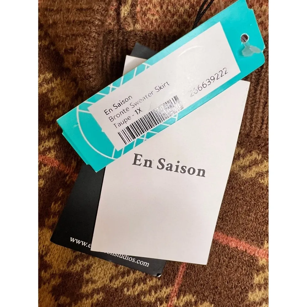 En Saison Skirt Women’s Plus 1X Brown Pink Bronte Sweater Skirt Plaid Skirt B3 - Image 4