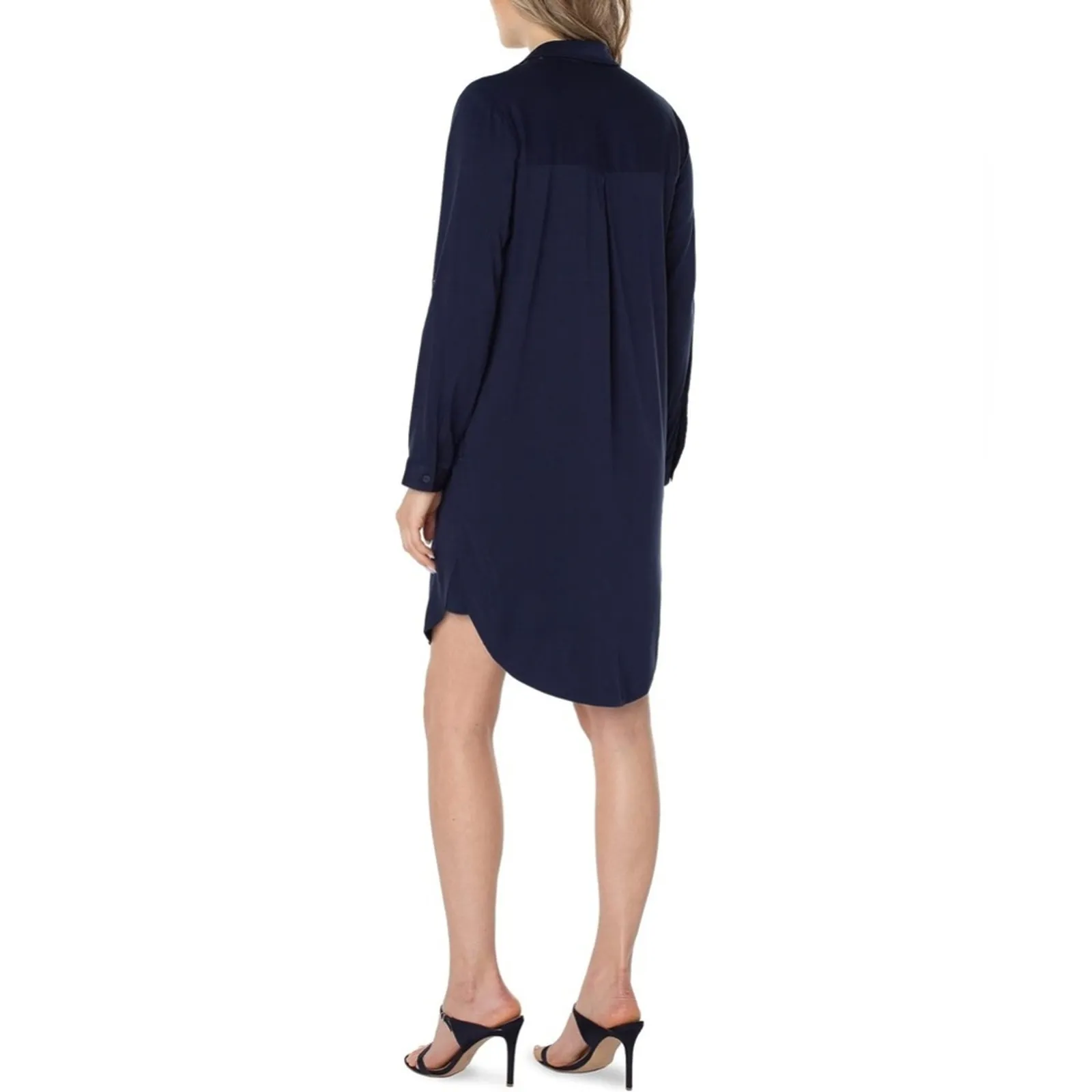 Liverpool Popover Shirtdress Collar Long Sleeve‎ Button Front Cosmic Navy NWT L - Image 2