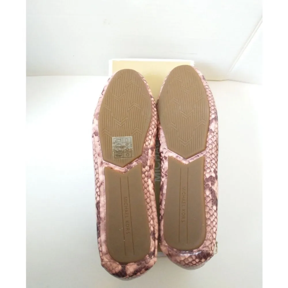 New! MICHAEL KORS Women's Leather Snake-embossed Lillie Flat Shoes Moccasins 9.5 - Image 8