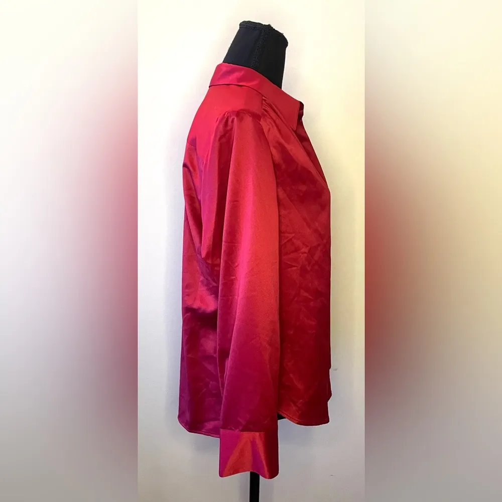 Coldwater Creek- Red silky button-down blouse Size 14‎ - Image 2