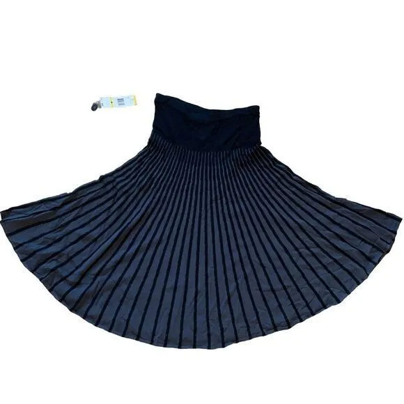 Nine West Womens Woven Maxi Striped Flare Black‎ Skirt  Size M NWT - Image 3