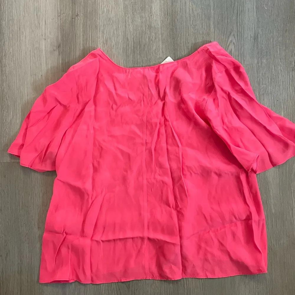 Amanda Uprichard Pink Silk Short Sleeve Blouse size XS - Image 3