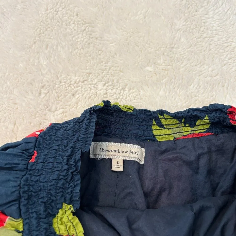 Abercrombie & Fitch Mini Skirt Y2k Floral Elastic Waist Skater Logo Layered Sz S - Image 3