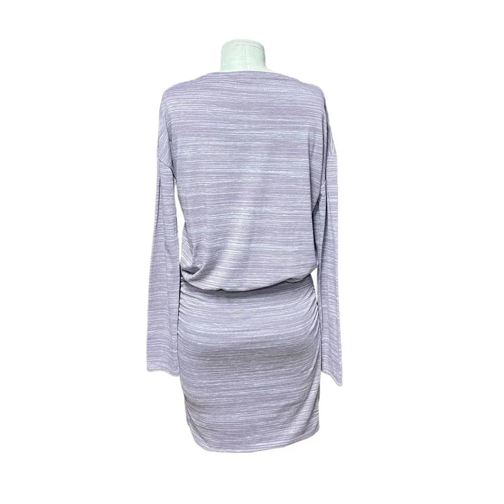 Athleta Avenue Long Sleeve‎ Ruched Jersey Dress Space Dye Purple Size XS - Image 8