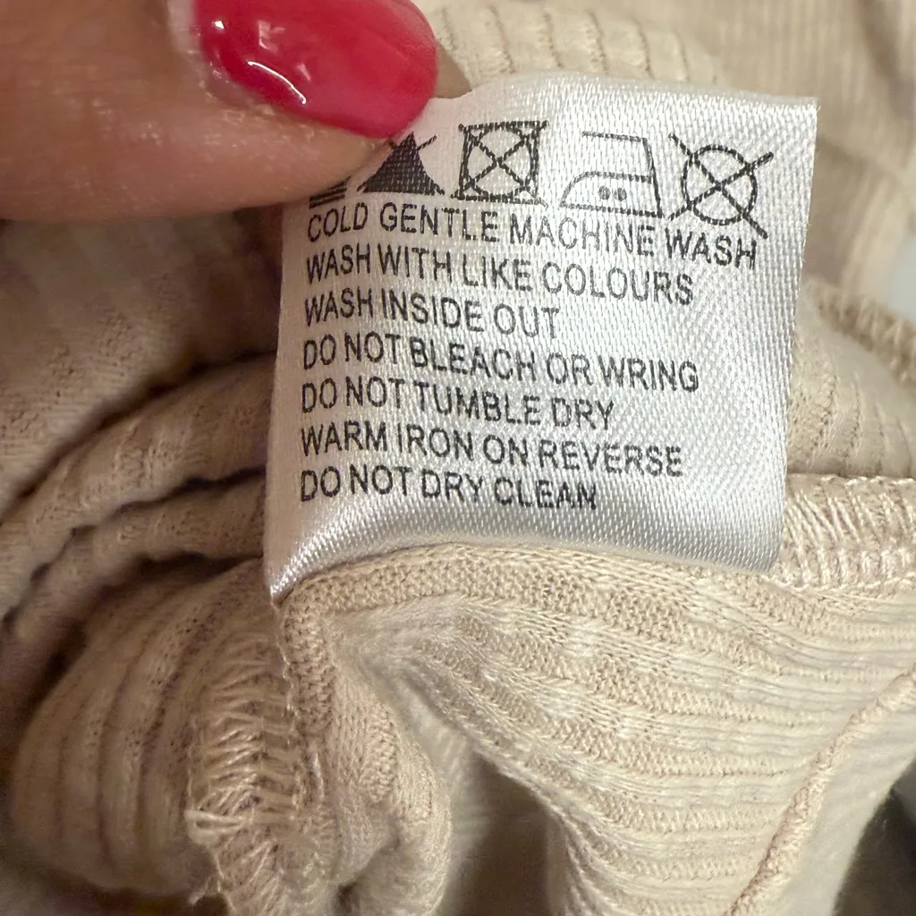 Princess Polly Oscar Maxi Skirt Beige High Waisted Pencil Fit Rib Knit Size 6 - Image 11