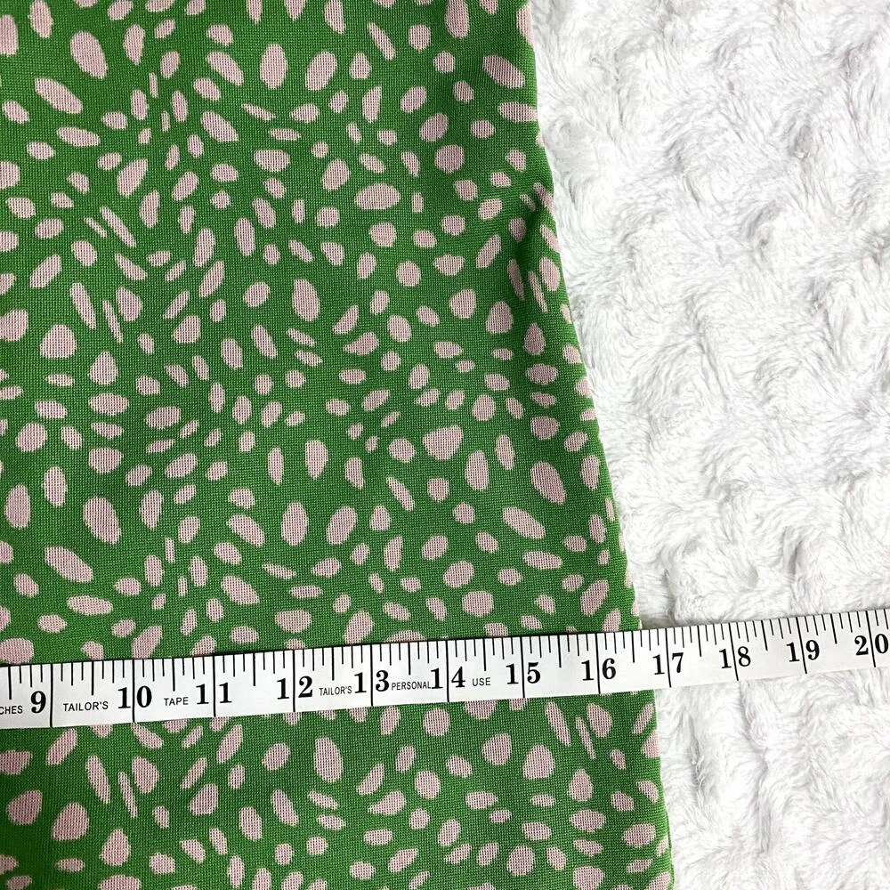 Zara Green Pink Jacquard Spaghetti Straps Straight Neck Fitted Midi Dress L - Image 10