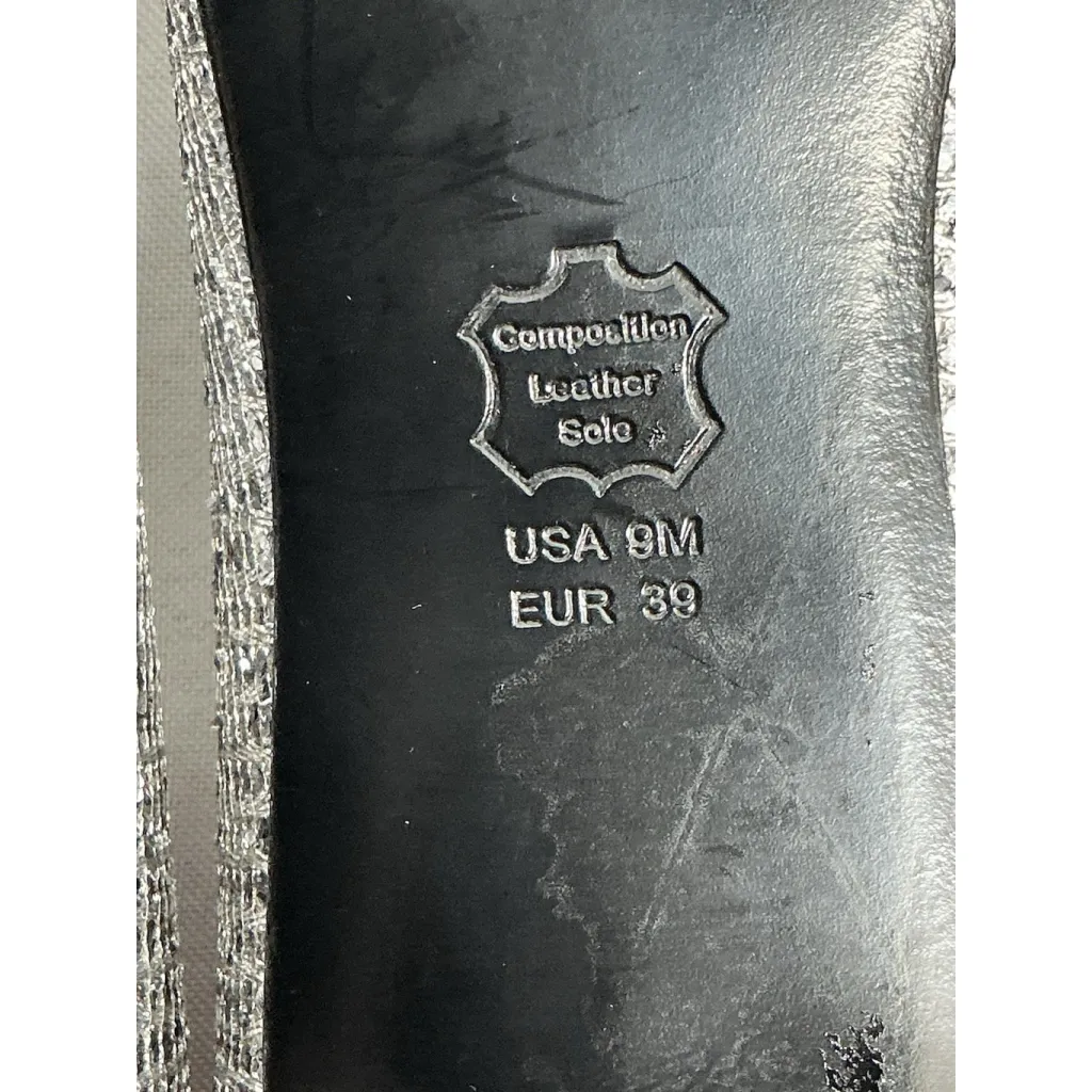 Womans The Touch Of Nina Stiletto Slipon Pumps 9 M Silver Sparkly Open Toe - Image 8