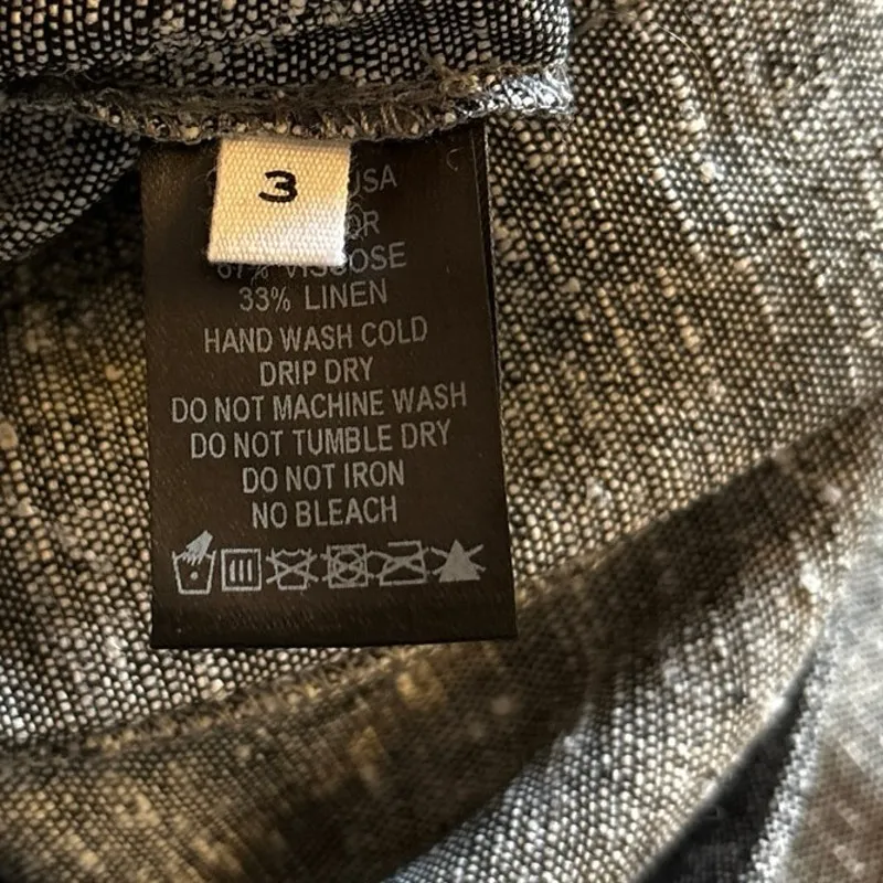 NEW Lisa Marie Fernandez Size 3 US 8 Slub Woven Wide Leg Pants Linen Grey USA Gray - Image 6