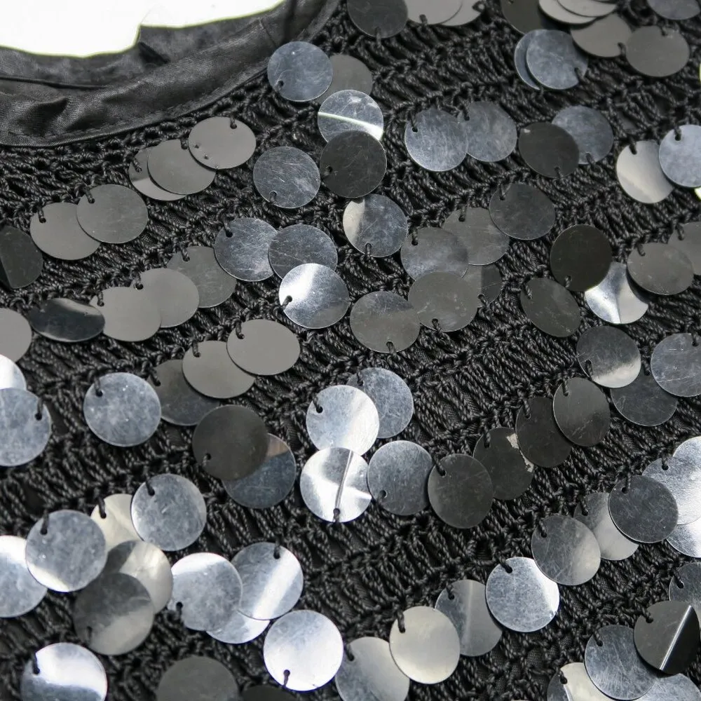 Vintage Y2K Black Sparkly Sequin Hobo Bag Purse - Image 4