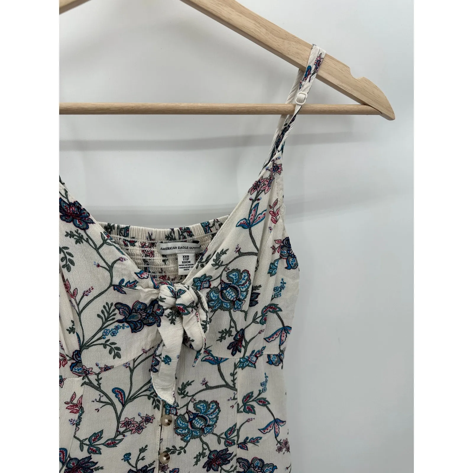 American Eagle AEO Blue Purple Floral Button Front Mini Dress Women's Size XXS - Image 4