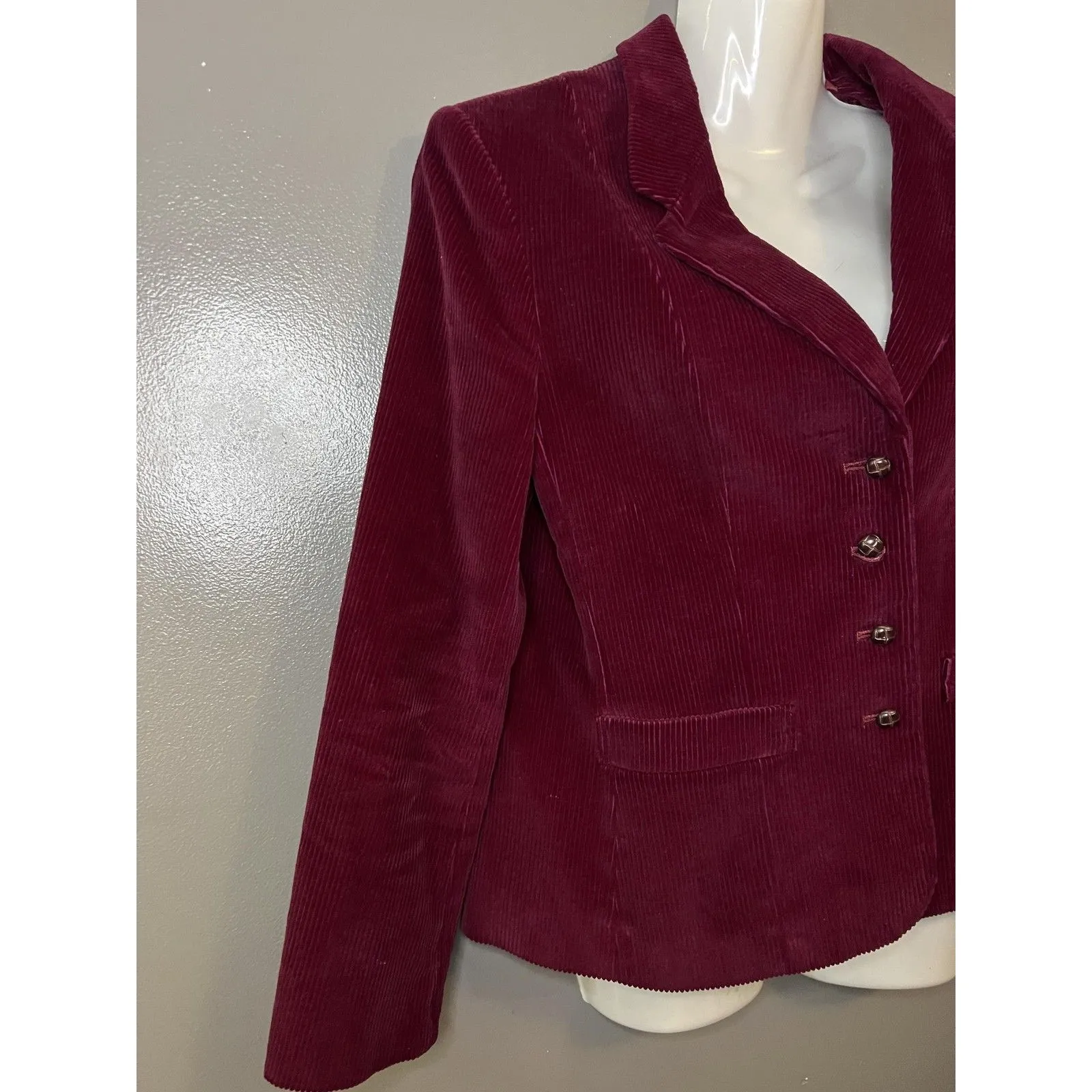 Vintage Avon Fashions Blazer Womens 11/12 Burgundy Corduroy Made in Japan 90s Red - Image 2