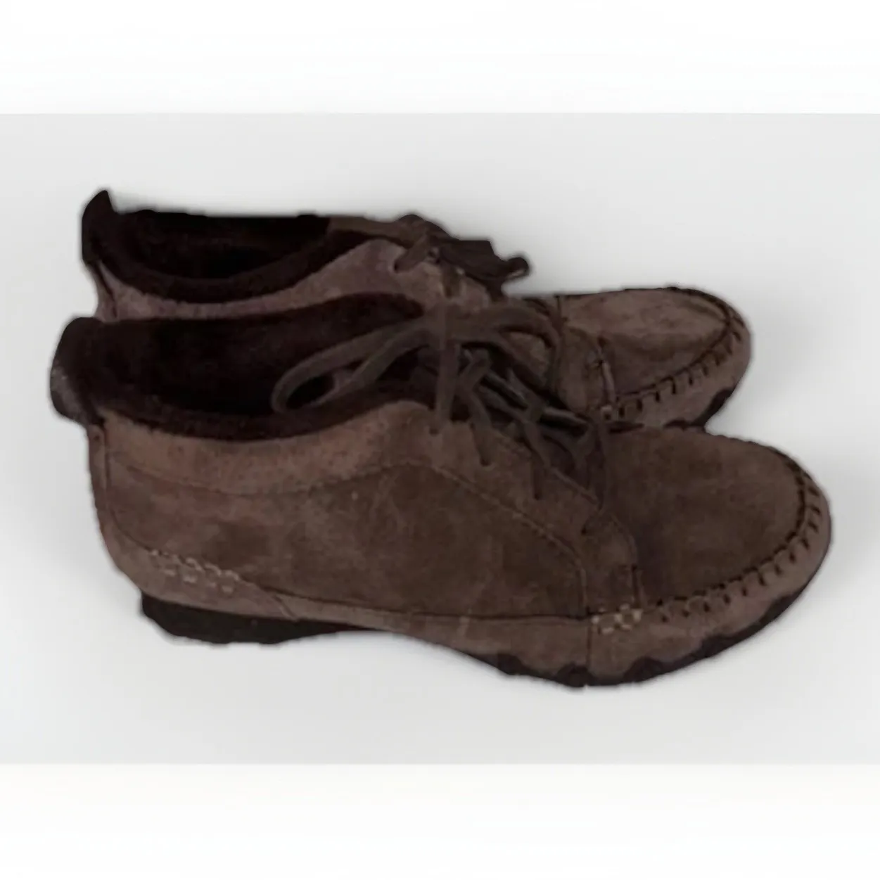 Skechers Lineage Chukka Chocolate Suede Fur Lined Ankle Boots Women's Size 7.5 - Image 4