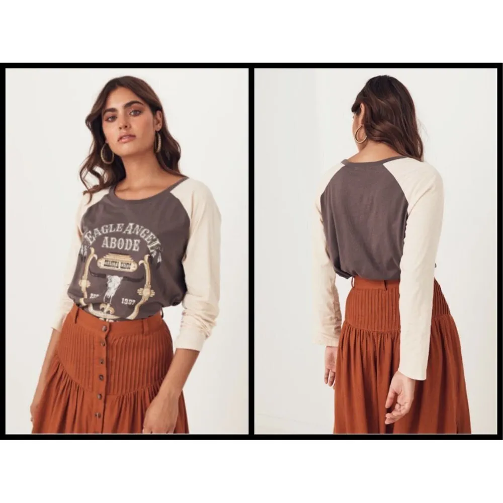 💕SPELL & THE GYPSY💕 Eagle Angel Raglan Tee M NWT Gray Size M - Image 7