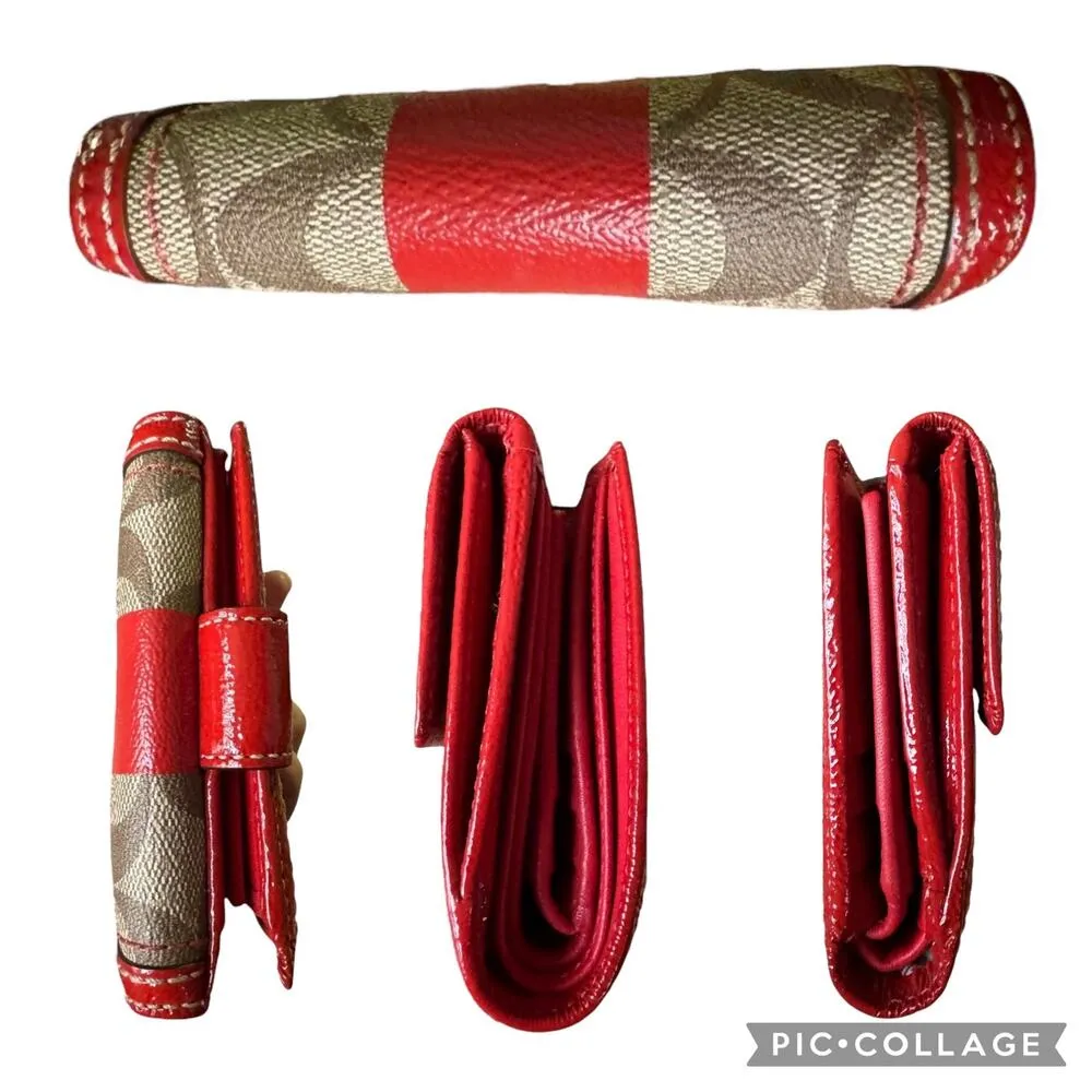 Vintage  Heritage Stripe wallet with red leather trim & brass logo - Image 10