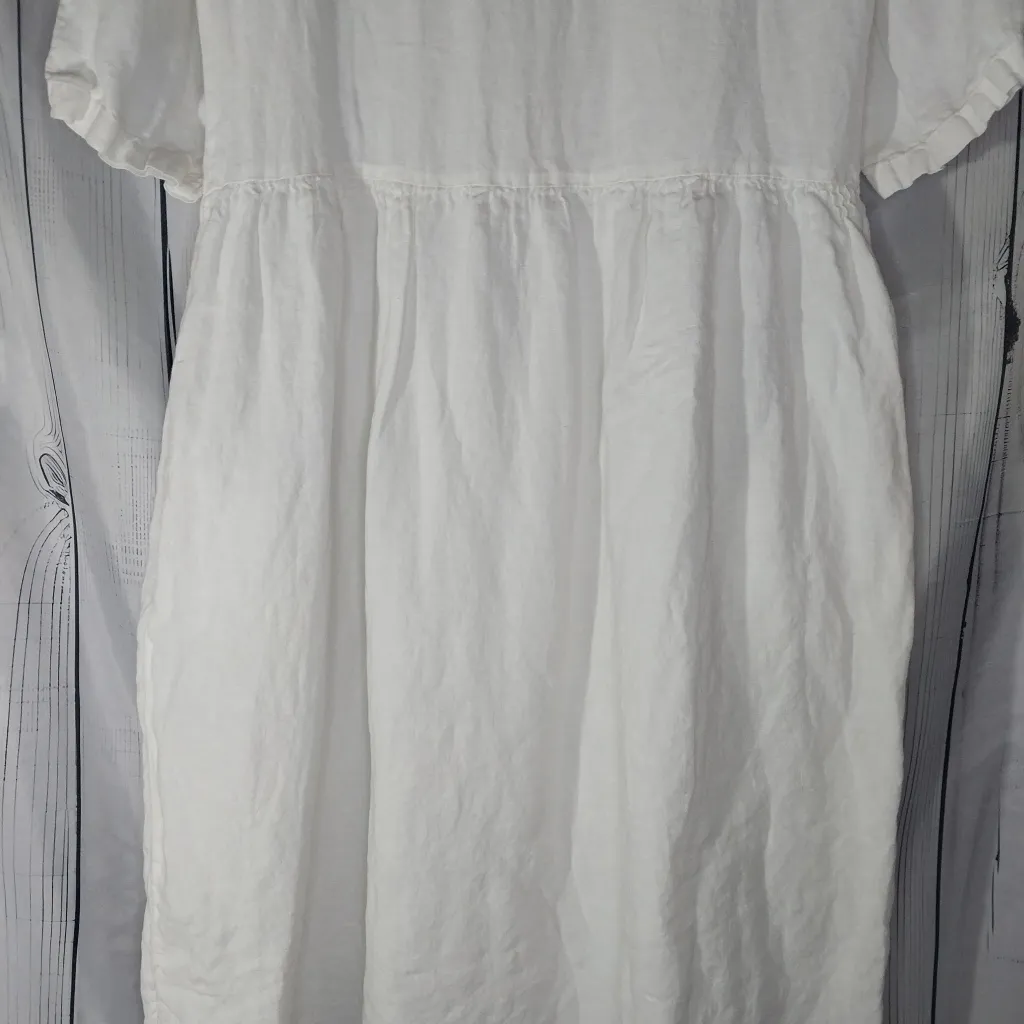 Jacqueline West 100% Linen White Button - Image 11