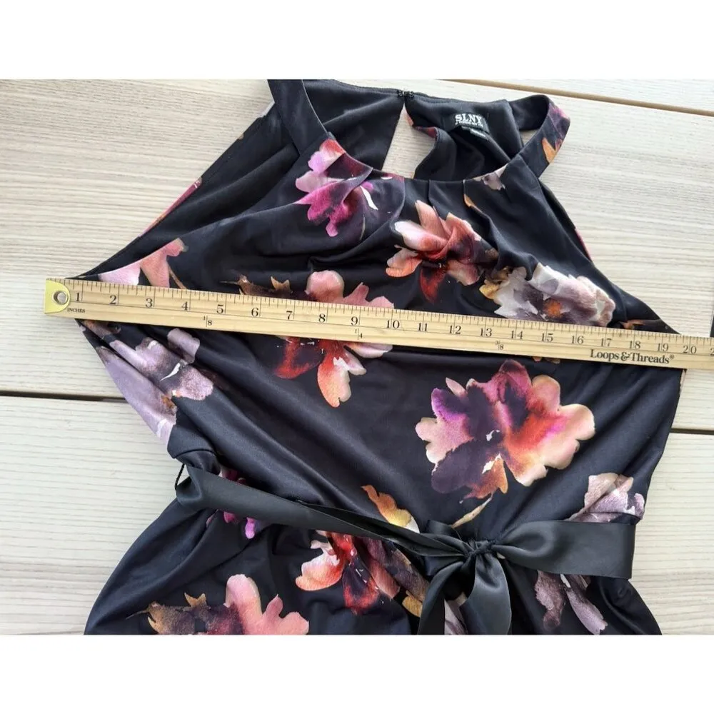 SLNY Fashions Women's Floral-Print Halter Gown MAXI dress Black Multi 14 - Image 15