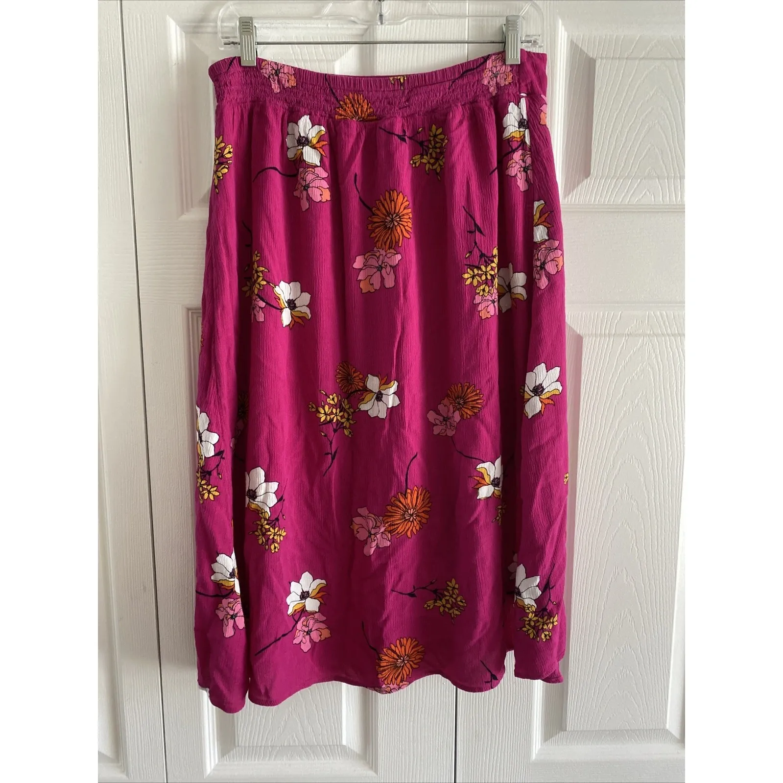 ANA  Womens Large Pink Knee Length Skirt Tulip Hem Floral Cottage Feminine - Image 5
