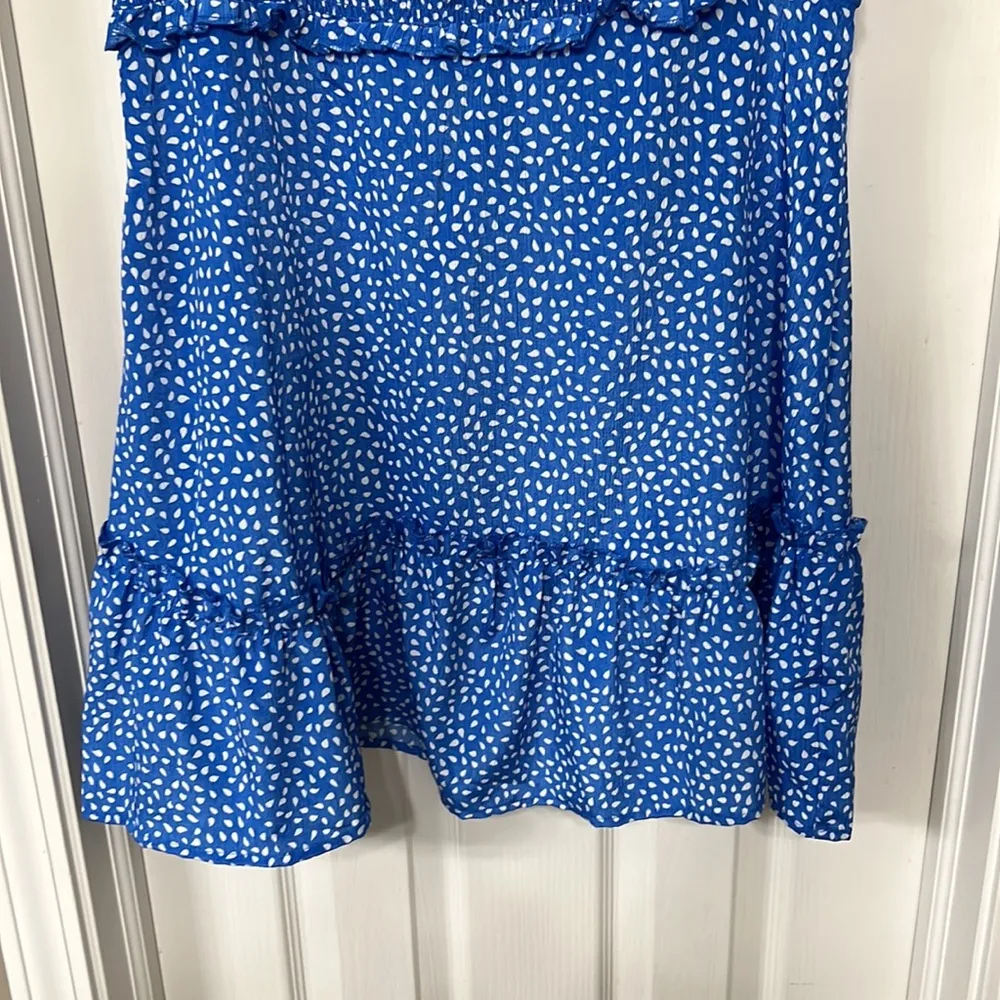 BRAND NEW Elastic Waist Zipper Side Blue Dot Summer Dress Size XL - Image 2