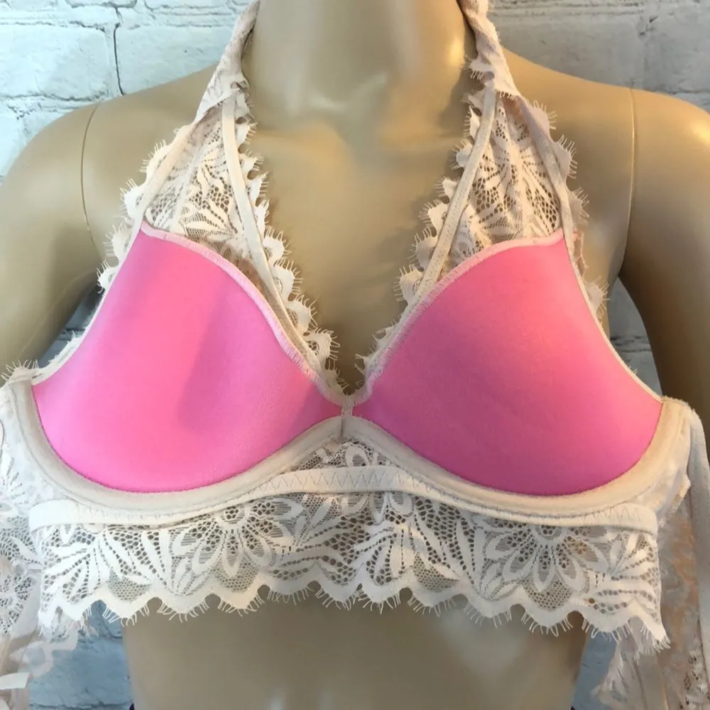 PINK Victoria's Secret Lightly Lined Bralette Pink Floral Small S - Image 10