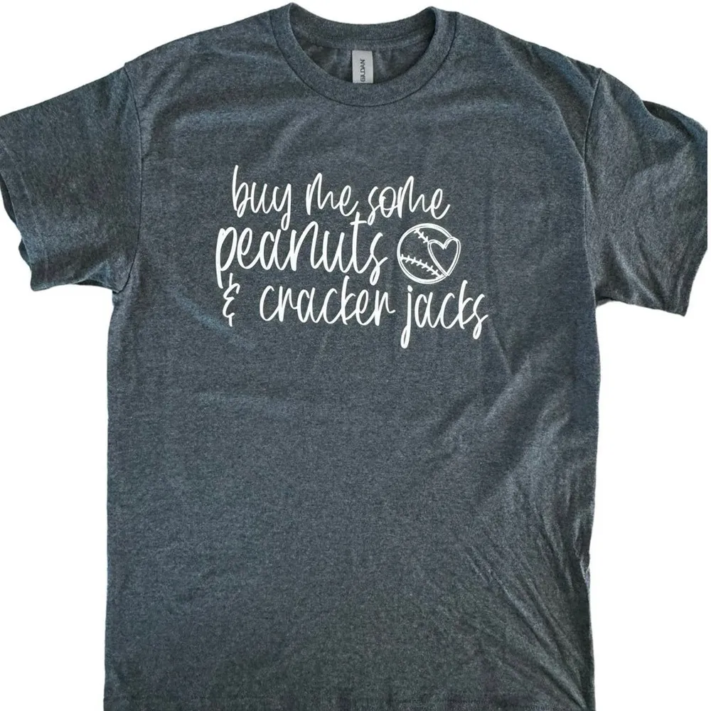 Peanuts and Cracker Jacks Baseball X-Large Gray Heathered T-Shirt Short Sleeve - Image 2