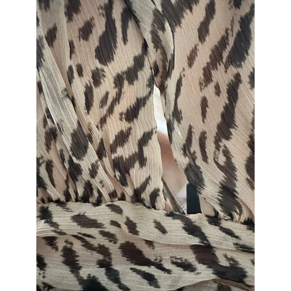 Gianni Bini Dalia Asymmetrical Neckline Chiffon Animal Print Maxi Dress size 0 - Image 7