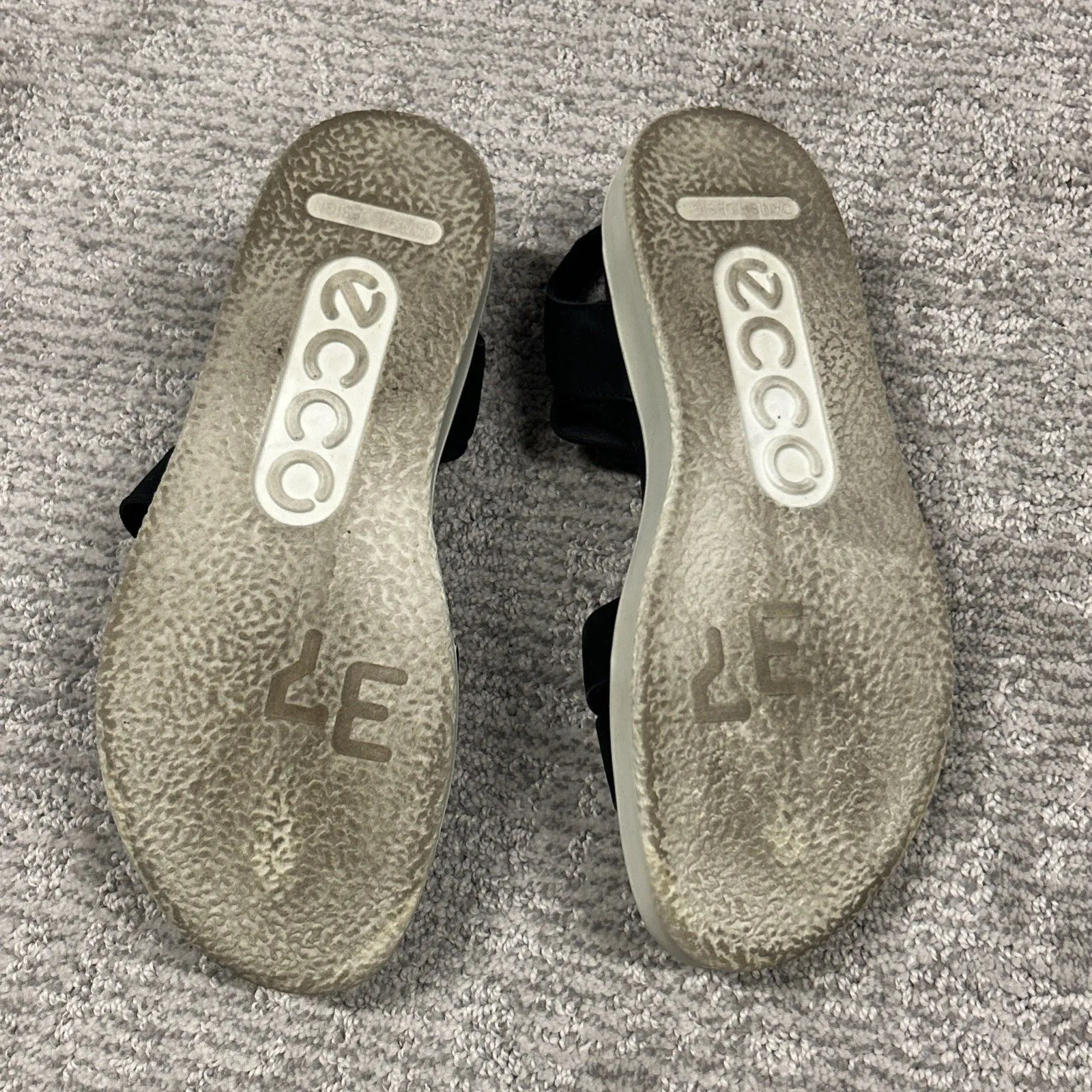 Ecco Yuma Sandals Womens EU 37 US 6.5 7 Black Nubuck Leather Strappy - Image 6