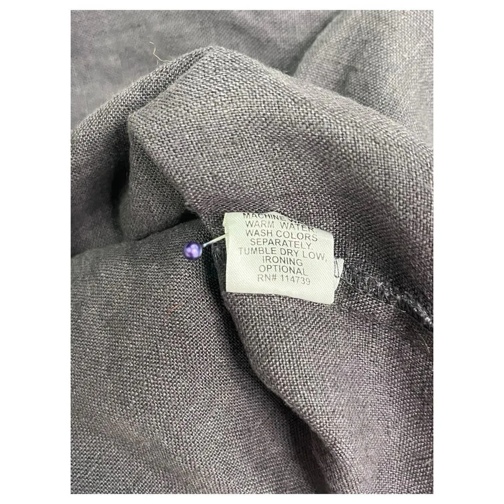 Flax Pants Womens Small Gray Linen Flood Wide Leg Cropped Lagenlook Cottage - Image 7