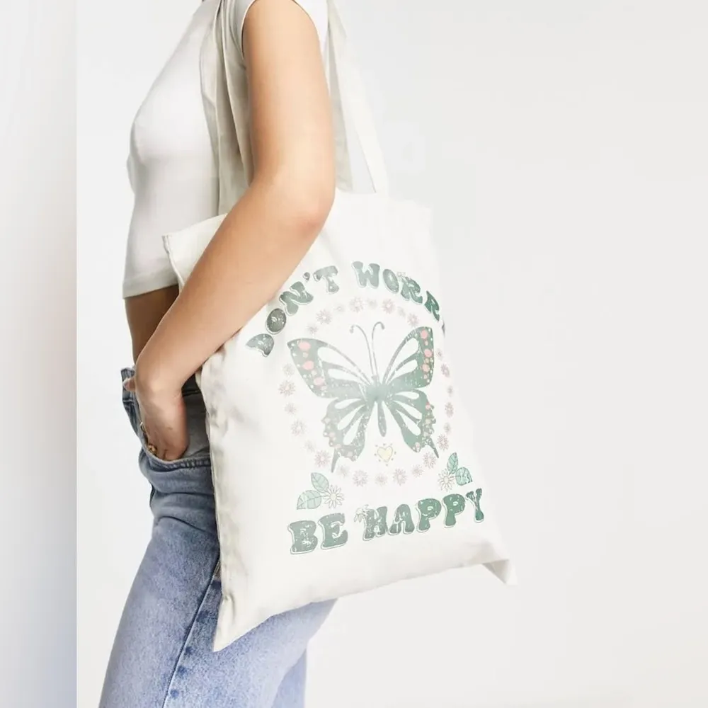 Skinnydip London “DON’T WORRY BE HAPPY” Canvas Medium Tote Bag, New w/Tag - Image 10