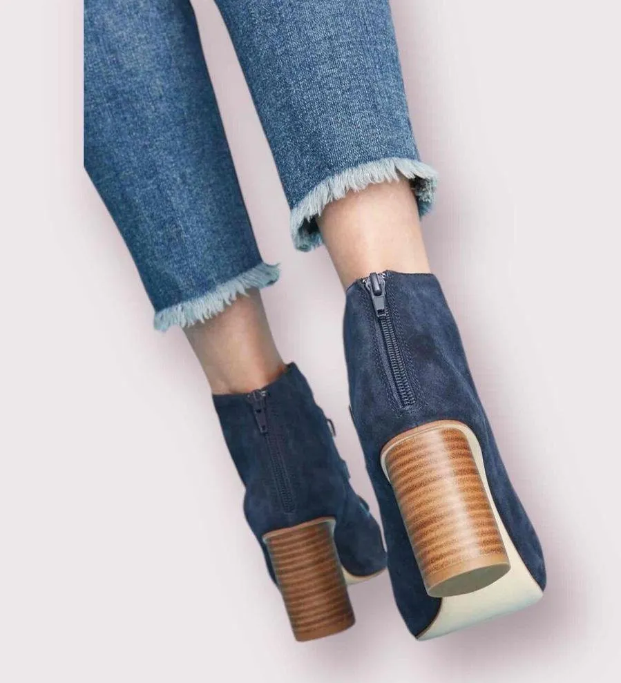 Jeffrey Campbell Blue Suede Lace Up Block Heel Peep Toe Salazar Sandals Size 9.5 - Image 10