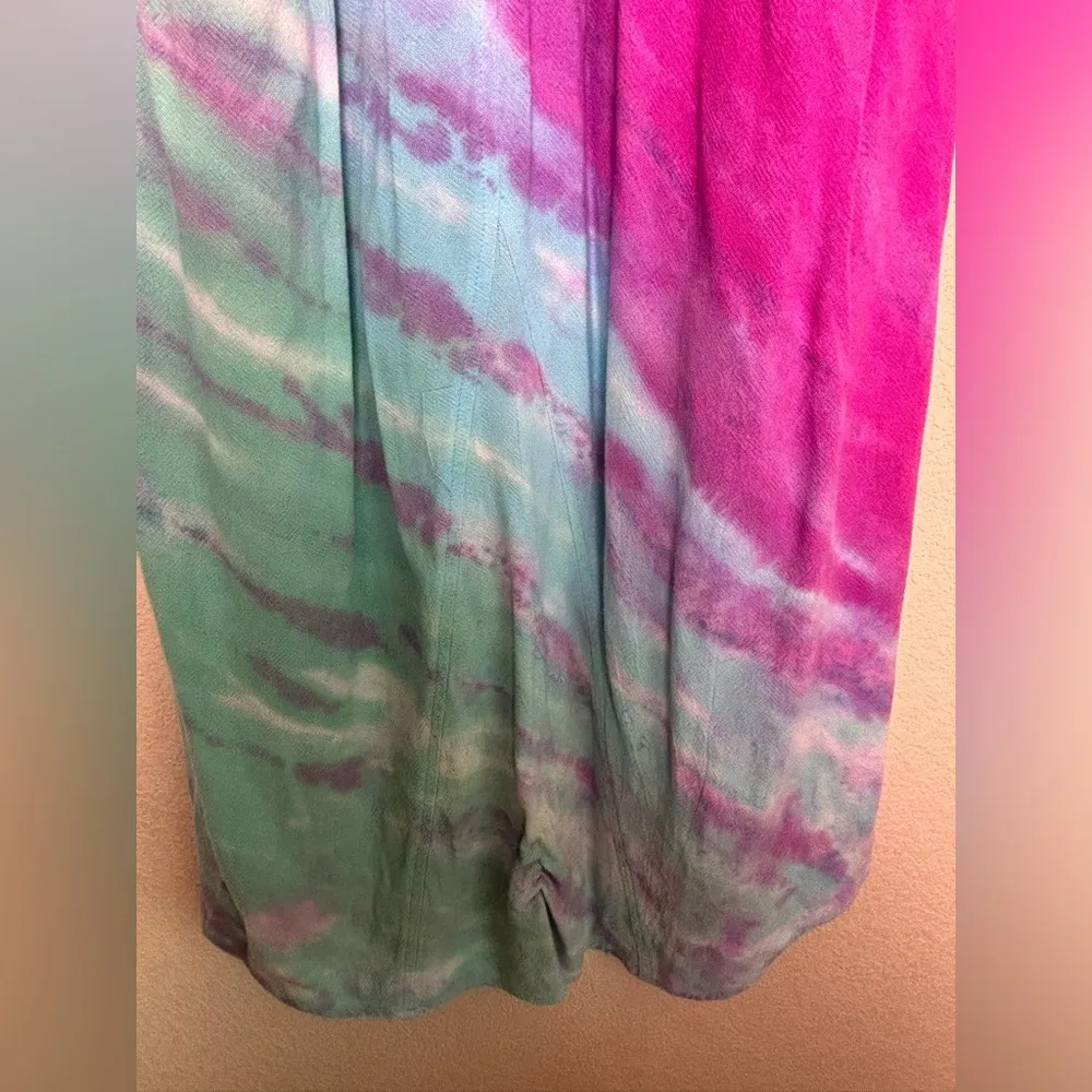 Hard Tail Forever Pink Purple Tie Dye Ombré Asymmetrical Maxi Tank Dress M Size M - Image 7