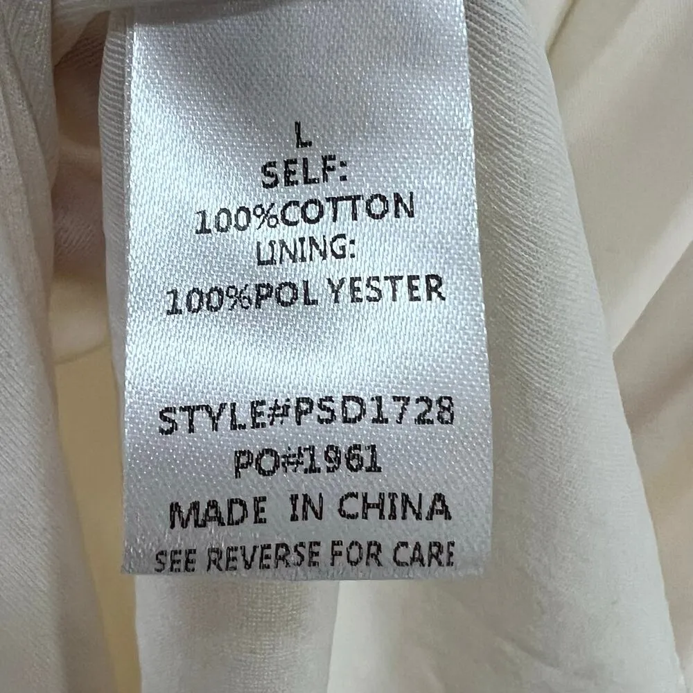 Piper & Scoot Maxi Dress Womens L Cream Embroidered Floral Boho Cottage Modest Size L - Image 12