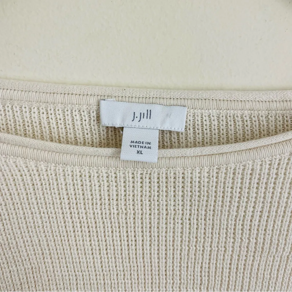 J. Jill Plush Sleeve Sweater Women’s XL Cream Knit Faux Fur Cuff Pullover - Image 8