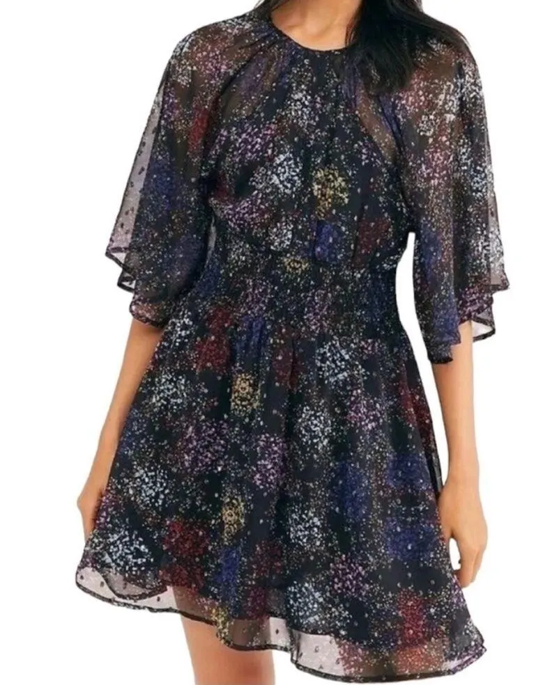 EUC Free People Anna Open Back Dress Black Floral Size Medium - Image 2