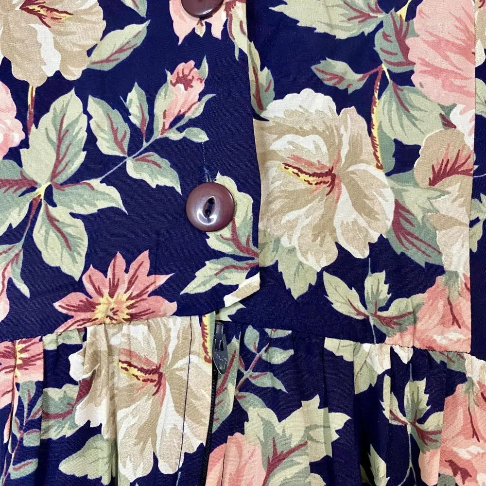 Vintage E.D. Michaels Women’s Floral Print Belted Dress Black Size 7 - Image 9