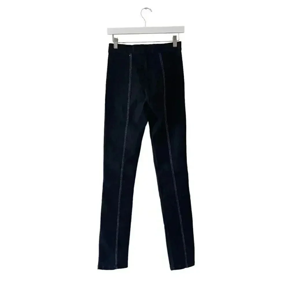 Zara Women’s Black Striped Slit High Waisted Skinny Pants SZ 4 #1130 - Image 3