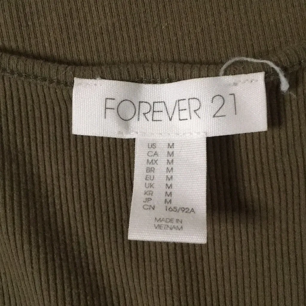 B74 Womens Forever 21 Ribbed Tank Dress Olive Green Size Medium - Image 4