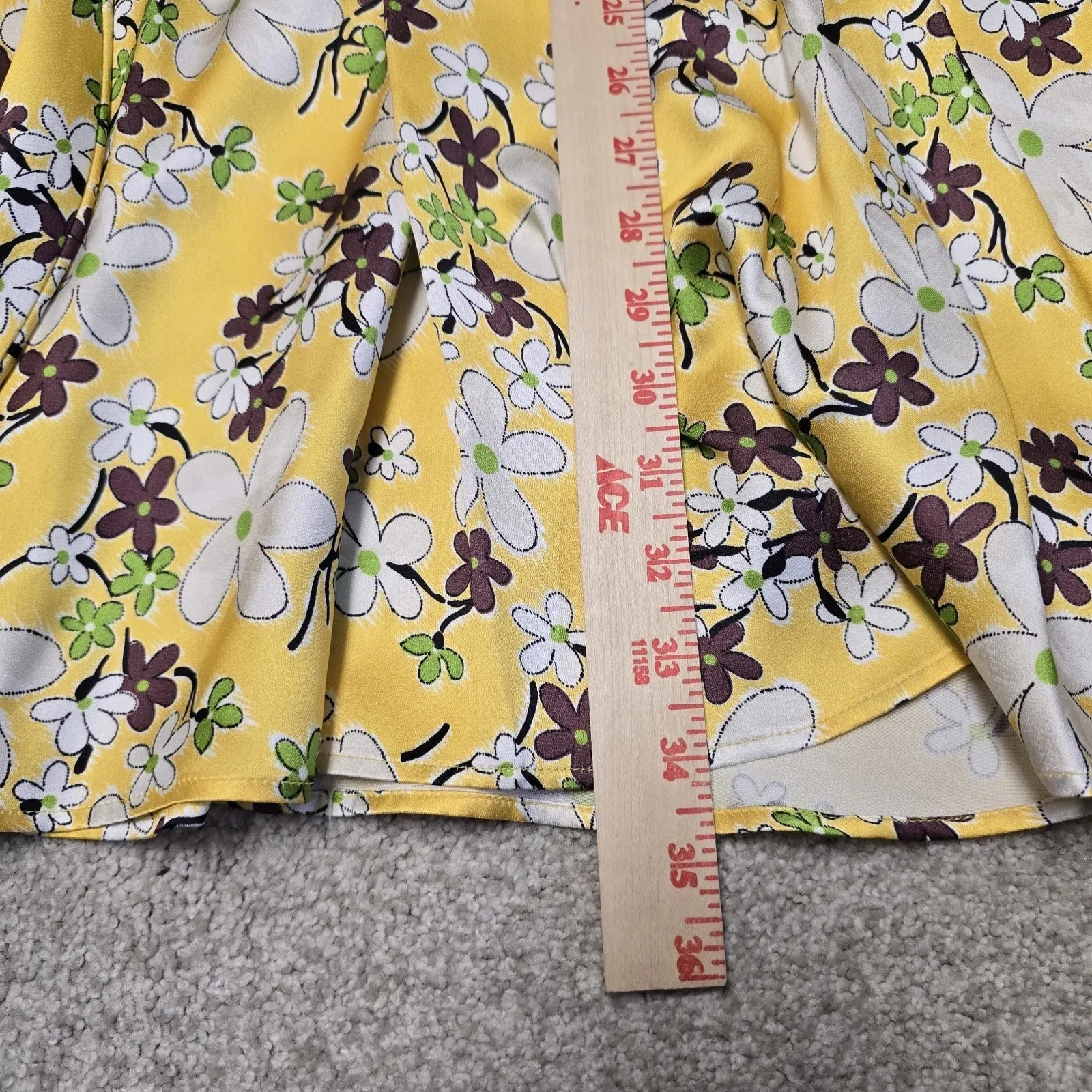 Miu Miu Yellow Floral Puff Sleeve Dress Peter Pan Collar Size 44 IT / US 8 Italy - Image 6