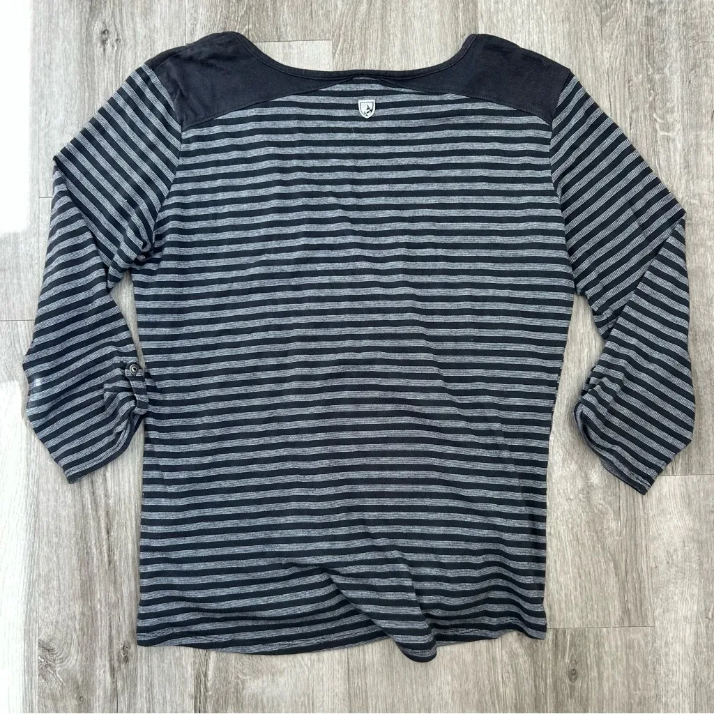 Kuhl Thermal Longsleeve Shirt Striped Black and Gray Size Large Winter - Image 2