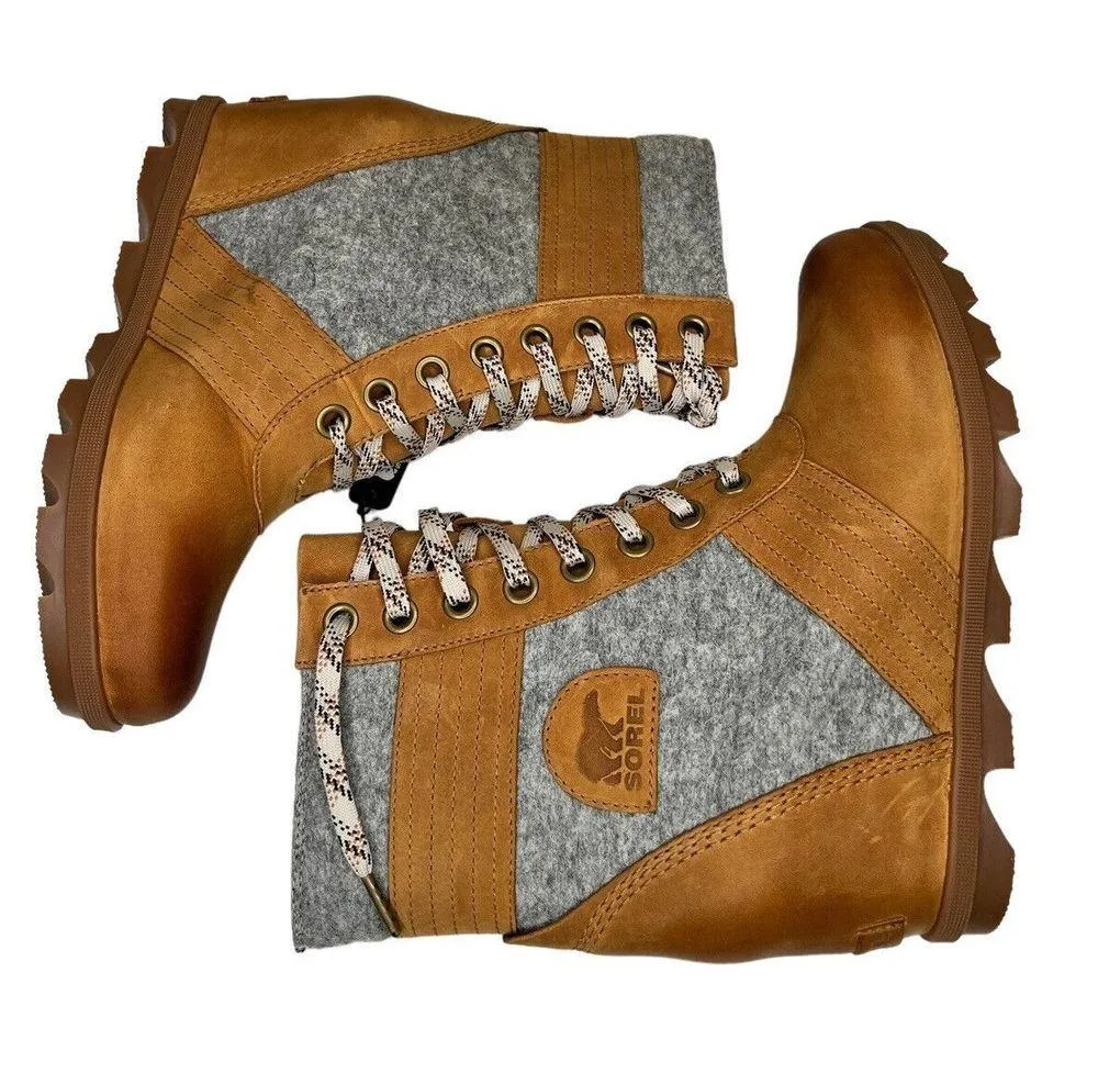 Sorel Lexie Wedge Boots Leather Camel Brown Waterproof Women’s Size 10 - Image 7