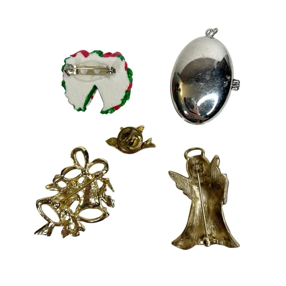 Lot of 5 Christmas Xmas Holiday Themed Brooches, Pin & Pendant Red - Image 7