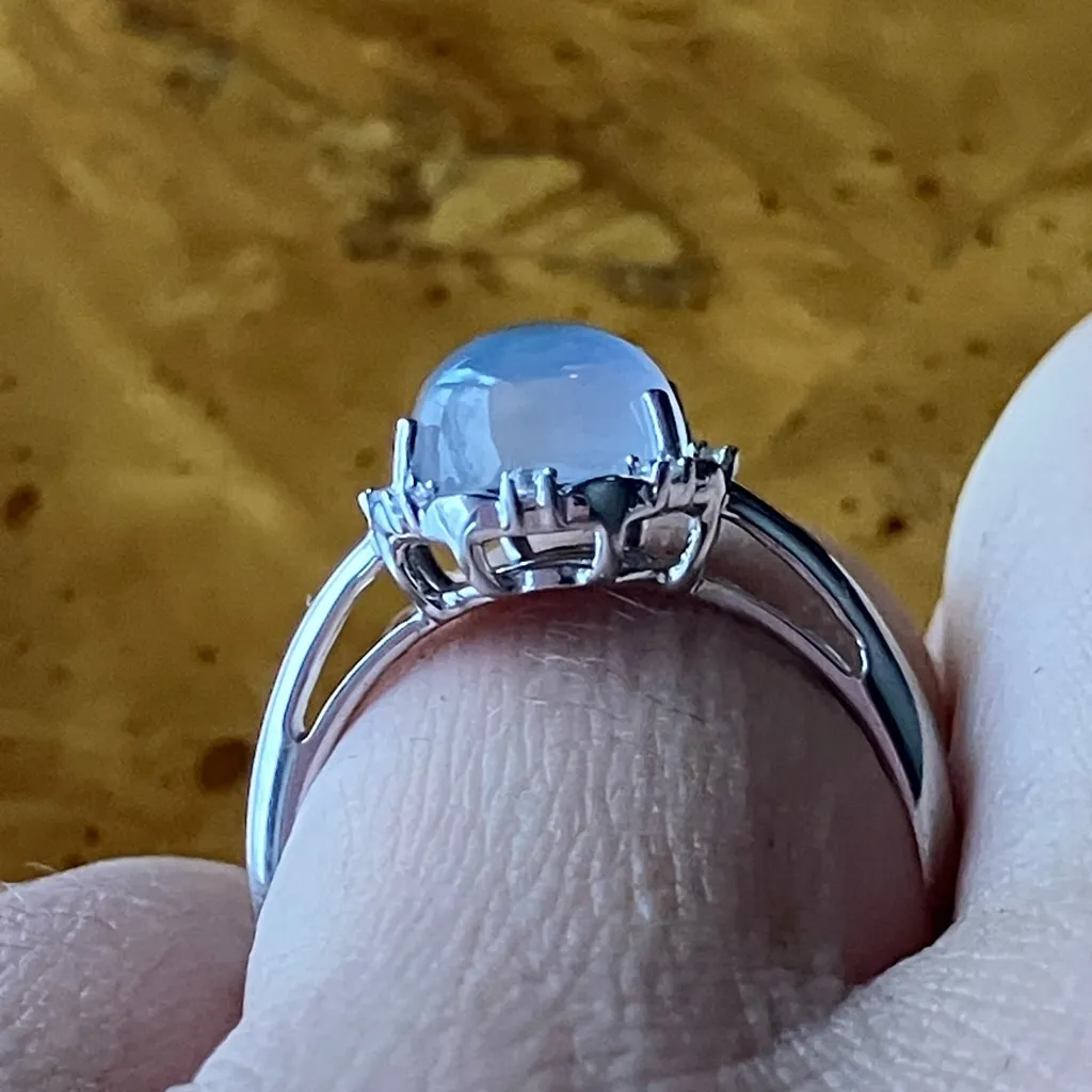 Aurora Moonstone Sterling Silver Ring Size 7 - Image 2