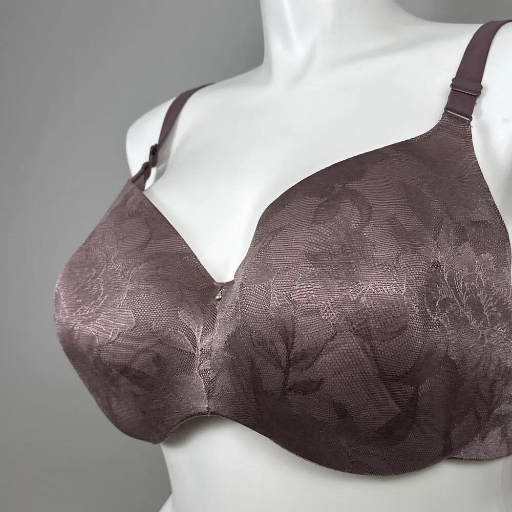 Cacique Lightly Lined Balconette Bra Size 46DD Dark Purple Floral Back Smoothing - Image 2
