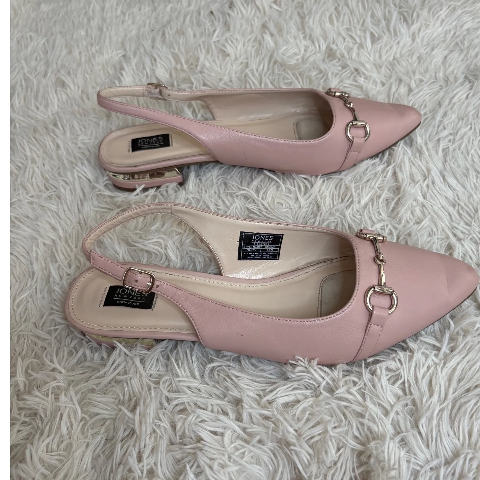 Jones‎ New York Signature Pink Slingback Flats Pointed Toe Gold Hardware 9.5 - Image 4