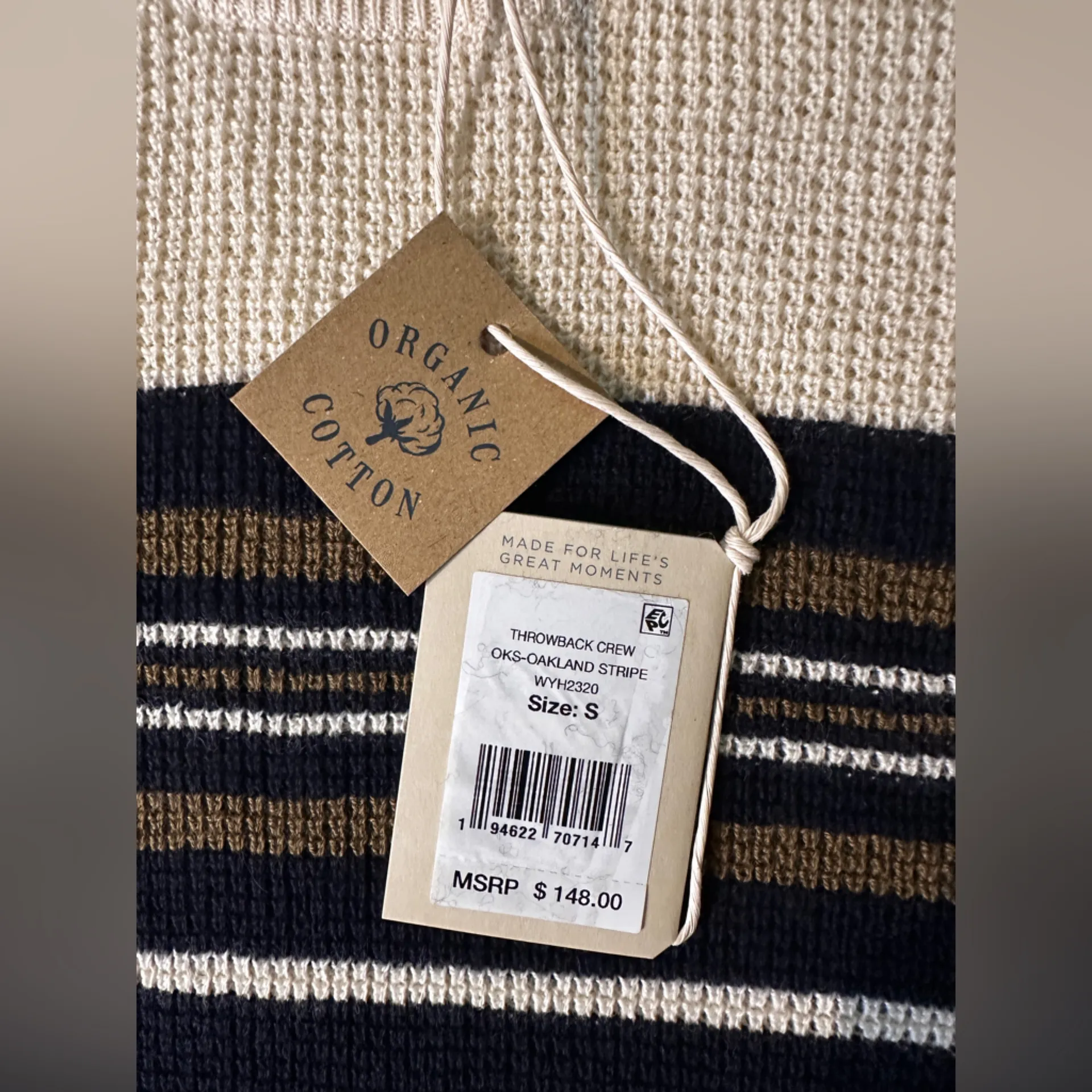 FAHERTY Throwback Waffle Stripe Sweater Organic Cotton Cashmere Oakland St S - Image 14